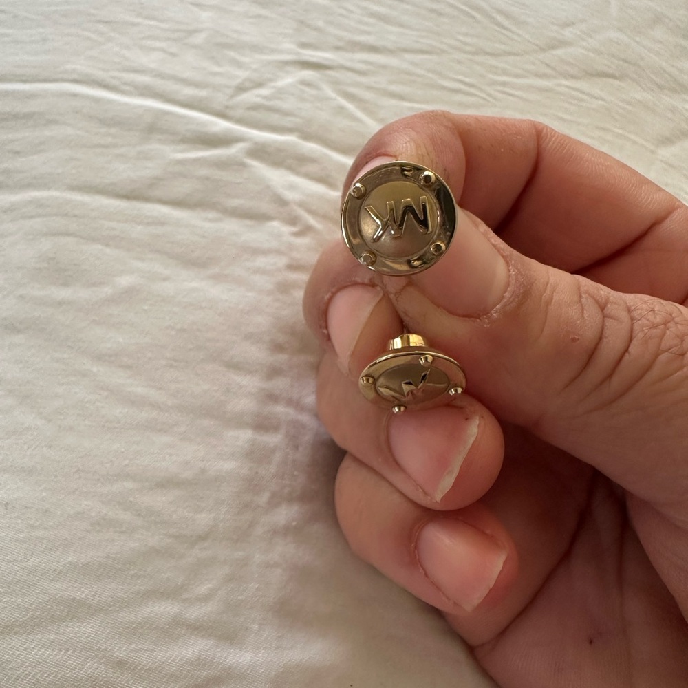 Michael Kors Gold Logo Stud Earrings - Picture 4 of 6